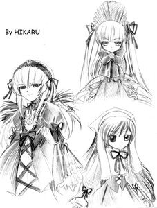 Rating: Safe Score: 0 Tags: 1girl bow dress frills greyscale image long_hair long_sleeves looking_at_viewer monochrome multiple ribbon shinku simple_background standing suigintou tagme very_long_hair white_background wings User: admin