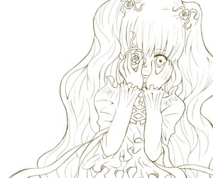 Rating: Safe Score: 0 Tags: 1girl covering_mouth dress flower hair_flower hair_ornament hands_on_own_face image kirakishou lineart long_hair long_sleeves looking_at_viewer monochrome rose solo tears upper_body very_long_hair User: admin