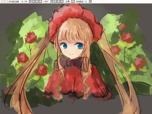 Rating: Safe Score: 0 Tags: 1girl bangs blonde_hair blue_eyes bow bowtie capelet dress flower image long_hair looking_at_viewer red_dress red_flower shinku sidelocks simple_background solo twintails upper_body User: admin