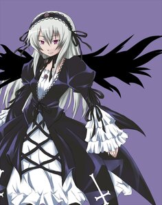 Rating: Safe Score: 0 Tags: 1girl black_ribbon black_wings cross-laced_clothes dress frills hairband image juliet_sleeves long_hair long_sleeves looking_at_viewer pink_eyes puffy_sleeves ribbon rose silver_hair simple_background solo suigintou wings User: admin