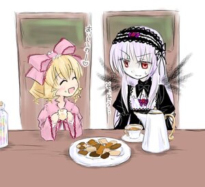 Rating: Safe Score: 0 Tags: 2girls ^_^ blonde_hair bow closed_eyes cup dress drill_hair food frills hairband hina_ichigo hinaichigo image long_hair long_sleeves multiple_girls open_mouth pair pink_bow pink_eyes shinku smile suigintou table teacup User: admin