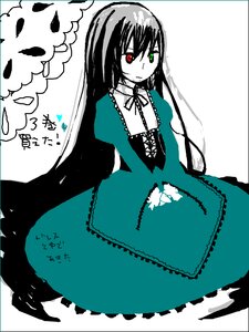 Rating: Safe Score: 0 Tags: 1girl dress frills green_dress green_eyes heterochromia image long_hair long_sleeves looking_at_viewer red_eyes solo suiseiseki very_long_hair User: admin