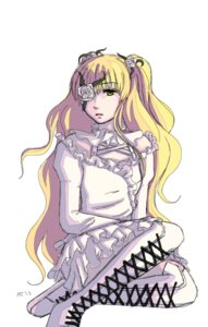 Rating: Safe Score: 0 Tags: 1girl blonde_hair boots cross-laced_footwear dress eyepatch flower frills hair_flower hair_ornament image kirakishou knee_boots long_hair rose sitting solo two_side_up white_footwear yellow_eyes User: admin
