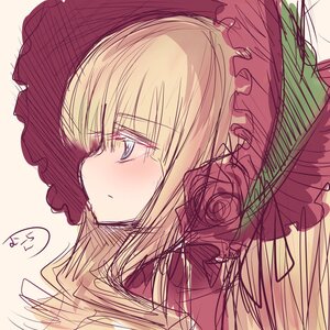 Rating: Safe Score: 0 Tags: 1girl bangs blonde_hair blue_eyes blush eyebrows_visible_through_hair flower hat image portrait profile rose shinku simple_background sketch solo umbrella User: admin