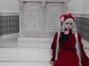 Rating: Safe Score: 0 Tags: 1girl bangs checkered checkered_floor dress flower lips lolita_fashion long_hair long_sleeves looking_at_viewer red_dress rose shinku solo User: admin