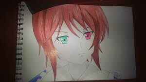 Rating: Safe Score: 0 Tags: 1girl closed_mouth green_eyes hat heterochromia looking_at_viewer portrait red_eyes short_hair solo traditional_media User: admin