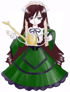 Rating: Safe Score: 0 Tags: 1girl brown_hair dress drill_hair frills green_dress green_eyes head_scarf heterochromia image long_hair long_sleeves looking_at_viewer red_eyes ribbon simple_background solo suiseiseki twin_drills twintails very_long_hair watering_can white_background User: admin