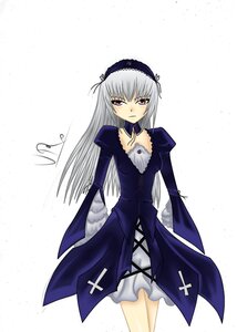 Rating: Safe Score: 0 Tags: 1girl auto_tagged detached_collar dress frills hairband image long_hair long_sleeves looking_at_viewer puffy_sleeves silver_hair simple_background solo standing suigintou white_background wings User: admin