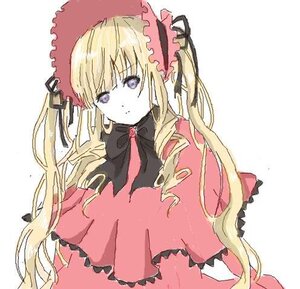 Rating: Safe Score: 0 Tags: 1girl blonde_hair blue_eyes bow capelet dress drill_hair image long_hair long_sleeves looking_at_viewer shinku simple_background solo twintails upper_body white_background User: admin