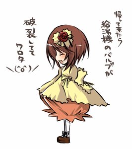 Rating: Safe Score: 0 Tags: 1girl blush brown_hair closed_eyes costume_switch dress flower hair_flower hair_ornament image open_mouth pantyhose rose short_hair solo striped User: admin