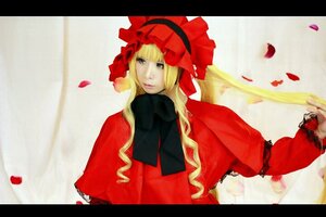 Rating: Safe Score: 0 Tags: 1girl blonde_hair curtains dress flower letterboxed lips long_hair long_sleeves petals red_dress red_rose rose rose_petals shinku solo User: admin