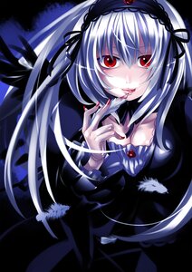 Rating: Safe Score: 0 Tags: 1girl caffein collarbone doll_joints dress feathers flower frills hairband image joints long_hair long_sleeves looking_at_viewer naughty_face red_eyes ribbon rose rozen_maiden silver_hair solo suigintou wings User: admin