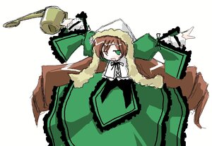 Rating: Safe Score: 0 Tags: 1girl brown_hair dress drill_hair green_dress green_eyes image long_sleeves simple_background solo suiseiseki twin_drills watering_can white_background User: admin