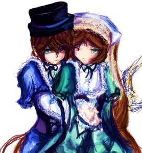 Rating: Safe Score: 0 Tags: 2girls blue_dress brown_hair dress frills green_dress green_eyes hat heterochromia image long_hair long_sleeves looking_at_viewer multiple_girls pair red_eyes short_hair siblings simple_background sisters smile souseiseki suiseiseki twins very_long_hair white_background User: admin