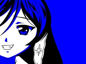 Rating: Safe Score: 0 Tags: 1girl blue_background blue_eyes close-up eyebrows_visible_through_hair face image looking_at_viewer makeup portrait short_hair simple_background smile solo suiseiseki User: admin