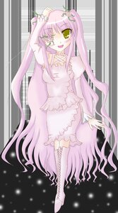 Rating: Safe Score: 0 Tags: 1girl boots dress full_body image kirakishou long_hair long_sleeves one_eye_closed open_mouth pink_hair solo standing thigh_boots thighhighs very_long_hair yellow_eyes User: admin