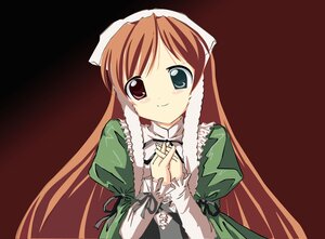 Rating: Safe Score: 0 Tags: 1girl bangs brown_hair dress eyebrows_visible_through_hair green_dress hands_clasped heterochromia image interlocked_fingers juliet_sleeves long_hair long_sleeves looking_at_viewer own_hands_together puffy_sleeves red_eyes simple_background smile solo suiseiseki upper_body very_long_hair User: admin