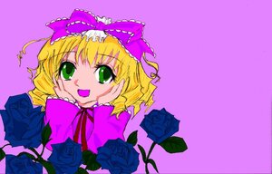 Rating: Safe Score: 0 Tags: 1girl blonde_hair blue_flower blue_rose bouquet bow chin_rest flower green_eyes hair_bow hand_on_own_cheek hina_ichigo hinaichigo image long_sleeves looking_at_viewer open_mouth pink_background pink_bow pink_flower pink_rose purple_background purple_flower purple_rose red_flower red_rose rose short_hair smile solo thorns white_rose yellow_flower yellow_rose User: admin