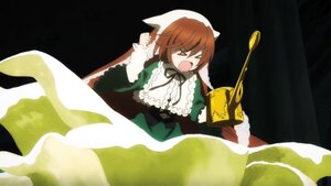 Rating: Safe Score: 0 Tags: 1girl brown_hair closed_eyes dress green_dress image long_sleeves open_mouth solo suiseiseki User: admin