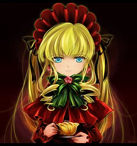 Rating: Safe Score: 0 Tags: 1girl black_background blonde_hair blue_eyes bonnet bow bowtie commentary_request cup dress flower green_bow green_neckwear image long_hair long_sleeves looking_at_viewer mtyy photoshop_(medium) pink_flower pink_rose rose rozen_maiden shinku sidelocks simple_background solo teacup twintails upper_body User: admin