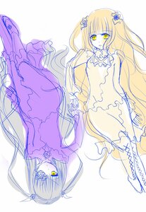 Rating: Questionable Score: 0 Tags: 2girls barasuishou boots dress flower frills hair_ornament image kirakishou long_hair multiple_girls pair rose see-through standing twintails two_side_up very_long_hair yellow_eyes User: admin