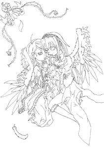 Rating: Safe Score: 0 Tags: 2girls akemi_homura akuma_homura angel_wings bare_shoulders dress feathered_wings feathers greyscale image jewelry long_hair looking_at_another monochrome multiple_girls solo suigintou wings User: admin