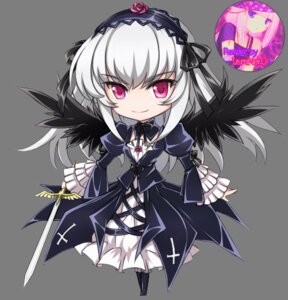 Rating: Safe Score: 0 Tags: 1girl chibi dress flower frills full_body gothic_lolita hairband holding image lolita_fashion lolita_hairband long_hair looking_at_viewer pink_eyes ribbon silver_hair smile solo suigintou transparent_background weapon wings User: admin