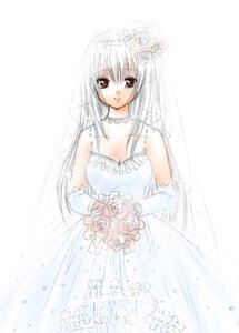 Rating: Safe Score: 0 Tags: 1girl bouquet breasts bridal_veil cleavage dress elbow_gloves flower gloves holding image long_hair red_eyes rose solo suigintou veil wedding_dress white_flower white_gloves User: admin