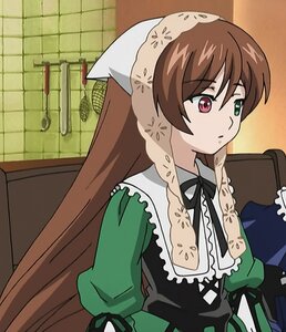 Rating: Safe Score: 0 Tags: 1girl brown_hair dress frills green_dress green_eyes head_scarf heterochromia image long_hair long_sleeves red_eyes ribbon solo suiseiseki upper_body very_long_hair User: admin