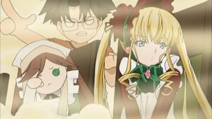 Rating: Safe Score: 0 Tags: 1boy 2girls angry blonde_hair blue_eyes bonnet bow bowtie clenched_teeth dress flower glasses green_bow green_eyes green_neckwear hat head_scarf image long_hair long_sleeves looking_at_viewer multiple_girls pair rose shinku sidelocks suiseiseki User: admin