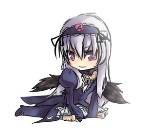 Rating: Safe Score: 0 Tags: 1girl black_wings blush detached_collar dress flower frills image long_hair long_sleeves looking_at_viewer pink_eyes silver_hair simple_background solo suigintou white_background wings User: admin