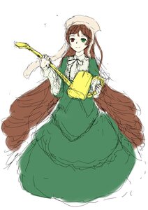 Rating: Safe Score: 0 Tags: 1girl brown_hair dress frills green_dress green_eyes head_scarf heterochromia holding image long_hair long_sleeves looking_at_viewer red_eyes simple_background sketch smile solo suiseiseki very_long_hair watering_can white_background User: admin