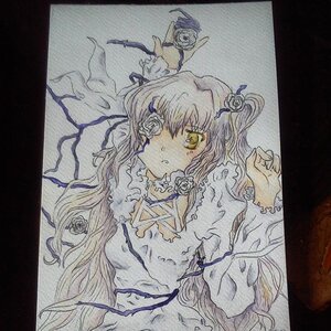 Rating: Safe Score: 0 Tags: 1girl auto_tagged blue_flower blue_rose colored_pencil_(medium) dress eyepatch flower hair_ornament image kirakishou letterboxed long_hair marker_(medium) ribbon rose shikishi solo thorns traditional_media watercolor_(medium) white_rose yellow_eyes User: admin