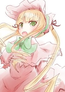 Rating: Safe Score: 0 Tags: 1girl bangs blonde_hair blush bow capelet dress green_eyes image long_hair long_sleeves open_mouth shinku solo User: admin