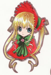 Rating: Safe Score: 0 Tags: 1girl blonde_hair blue_eyes bonnet bow bowtie capelet cup dress flower green_bow image long_hair long_sleeves looking_at_viewer pink_rose rose shinku sidelocks simple_background solo twintails white_background User: admin