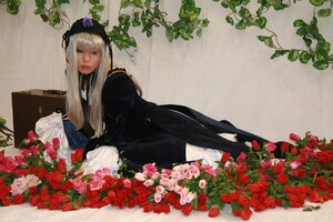 Rating: Safe Score: 0 Tags: 1girl bangs black_dress blonde_hair dress flower lips long_hair looking_at_viewer plant red_flower rose solo suigintou User: admin