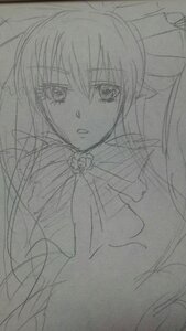 Rating: Safe Score: 0 Tags: 1girl eyelashes flower image long_hair looking_at_viewer monochrome rose shinku simple_background sketch solo traditional_media twintails white_background User: admin