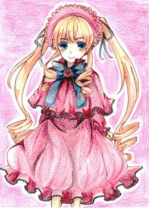 Rating: Safe Score: 0 Tags: 1girl blonde_hair blue_eyes bonnet bow bowtie capelet dress drill_hair frills image long_hair long_sleeves looking_at_viewer shinku smile solo standing twin_drills twintails very_long_hair User: admin