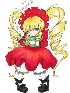 Rating: Safe Score: 0 Tags: 1girl black_footwear blonde_hair bloomers blue_eyes bonnet bow dress drill_hair full_body image long_hair long_sleeves looking_at_viewer petals red_dress shinku shoes solo standing twin_drills twintails underwear very_long_hair white_background white_legwear User: admin