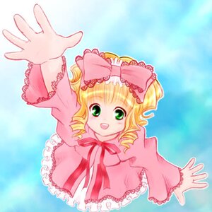 Rating: Safe Score: 0 Tags: 1girl :d blonde_hair bow dress drill_hair frills full_body green_eyes hina_ichigo hinaichigo image long_sleeves looking_at_viewer open_mouth outstretched_arm outstretched_arms outstretched_hand pink_bow pink_dress reaching smile solo User: admin