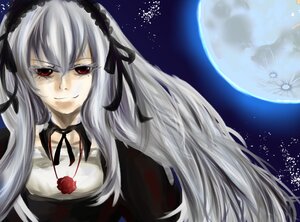 Rating: Safe Score: 0 Tags: 1girl black_ribbon dress flower full_moon hairband image lolita_hairband long_hair looking_at_viewer moon night red_eyes rose silver_hair sky smile solo star_(sky) suigintou upper_body wings User: admin