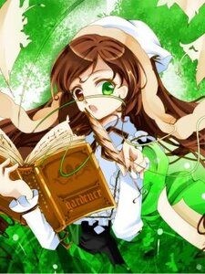 Rating: Safe Score: 0 Tags: 1girl brown_hair dress green_dress green_eyes hat head_scarf heterochromia image long_hair long_sleeves red_eyes solo suiseiseki User: admin