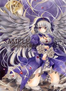 Rating: Safe Score: 0 Tags: 1girl black_wings breasts cleavage dress feathers flower frills hairband image long_hair long_sleeves looking_at_viewer medium_breasts moon petals puffy_sleeves red_eyes ribbon rose rose_petals silver_hair solo suigintou traditional_media very_long_hair wings User: admin