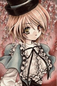 Rating: Safe Score: 0 Tags: 1girl brown_eyes eyebrows_visible_through_hair frills hat image long_sleeves looking_at_viewer marker_(medium) millipen_(medium) short_hair solo souseiseki traditional_media upper_body User: admin