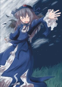 Rating: Safe Score: 0 Tags: 1girl :d blue_dress blush brown_hair closed_eyes dress frills grass image long_hair long_sleeves night open_mouth outstretched_arms ribbon smile solo suigintou wings User: admin