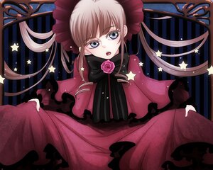 Rating: Safe Score: 0 Tags: 1girl :o blue_eyes bow dress flower image long_hair long_sleeves looking_at_viewer open_mouth pink_rose red_dress rose shinku solo star_(symbol) starry_background twintails User: admin