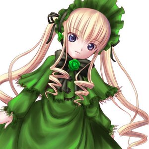 Rating: Safe Score: 0 Tags: 1girl blonde_hair blue_eyes dress drill_hair flower green_bow green_dress green_neckwear image long_hair long_sleeves looking_at_viewer ribbon ringlets rose shinku sidelocks simple_background solo twin_drills twintails very_long_hair white_background User: admin