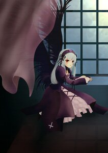 Rating: Safe Score: 0 Tags: 1girl bangs black_wings blush closed_mouth dress eyebrows_visible_through_hair flower frills hairband image long_hair long_sleeves looking_at_viewer red_eyes ribbon rose silver_hair solo standing suigintou very_long_hair window wings User: admin