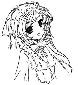 Rating: Safe Score: 0 Tags: 1girl bangs blush eyebrows_visible_through_hair frills greyscale image long_sleeves looking_at_viewer monochrome neck_ribbon ribbon simple_background smile solo suiseiseki upper_body white_background User: admin