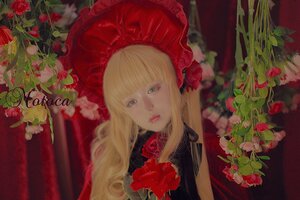 Rating: Safe Score: 0 Tags: 1girl bangs blonde_hair blue_eyes camellia eyelashes flower lips long_hair looking_at_viewer pink_rose plant red_flower red_rose rose shinku solo upper_body User: admin